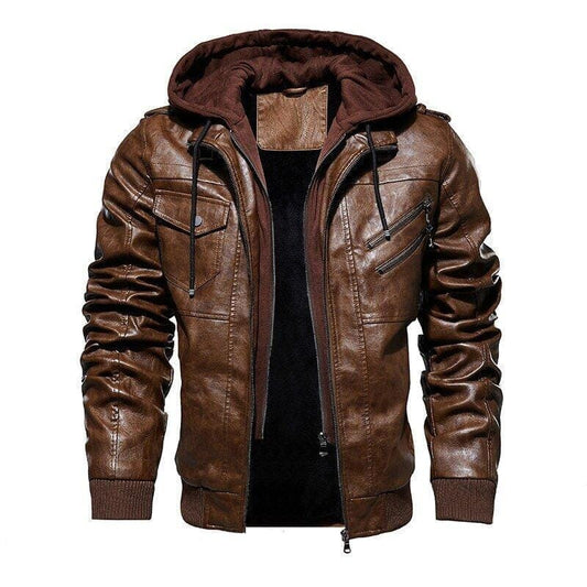 Blouson Cuir Homme Premium – Capuche Amovible & Résistance Extrême