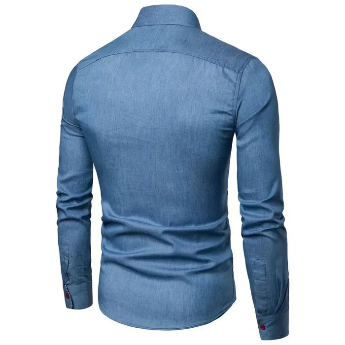 Chemise Homme Manches Longues Casual Jeans Slim