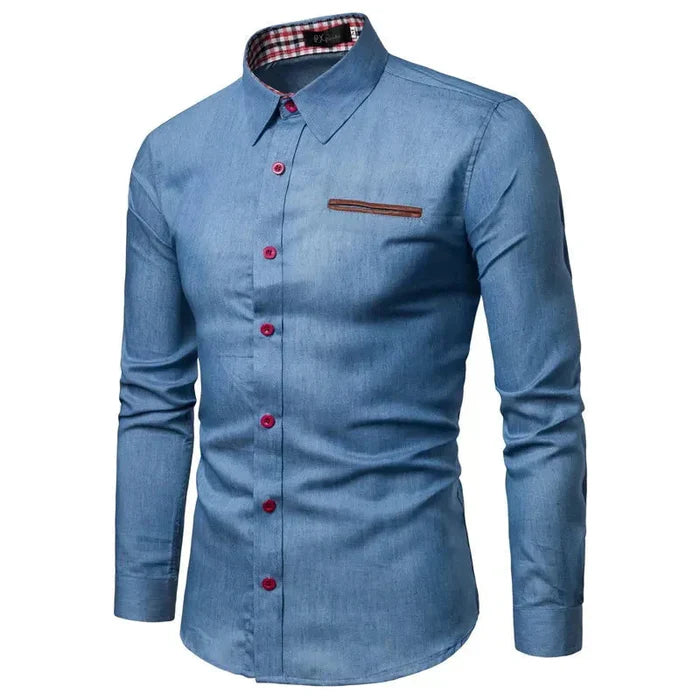 Chemise Homme Manches Longues Casual Jeans Slim